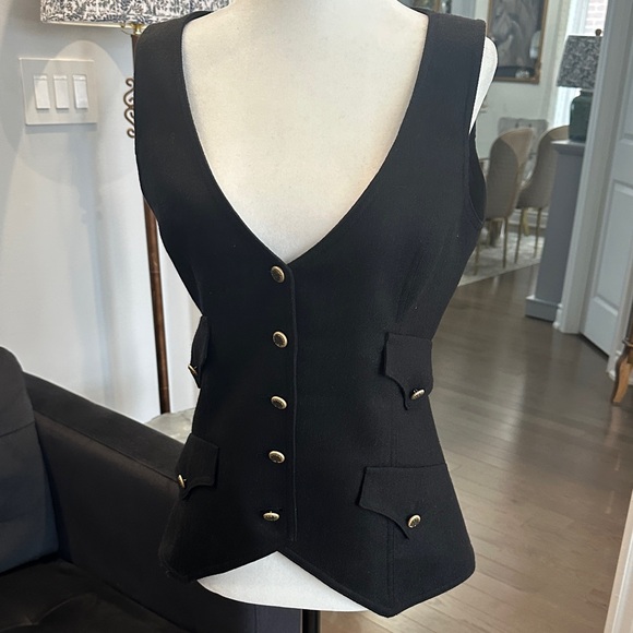 Smythe Black Vest with Gold Accents - Picture 3 of 10